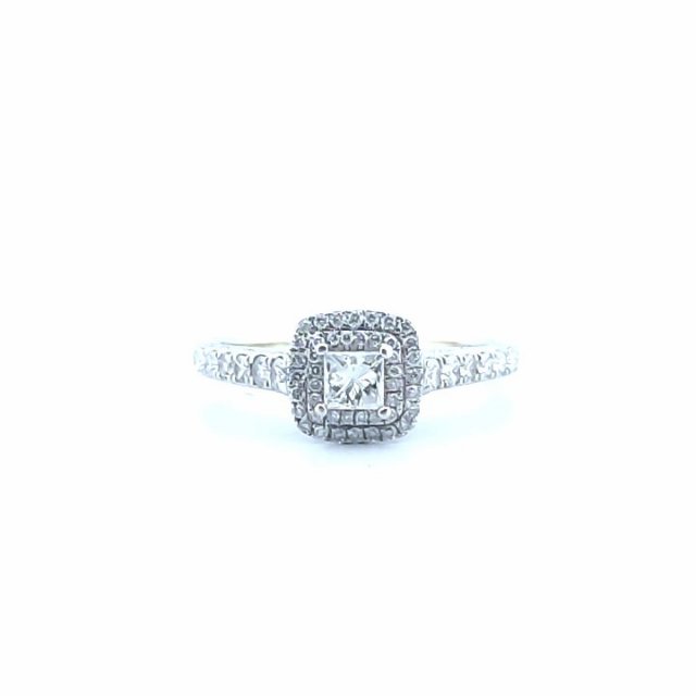 Anillo doble halo con diamantes
