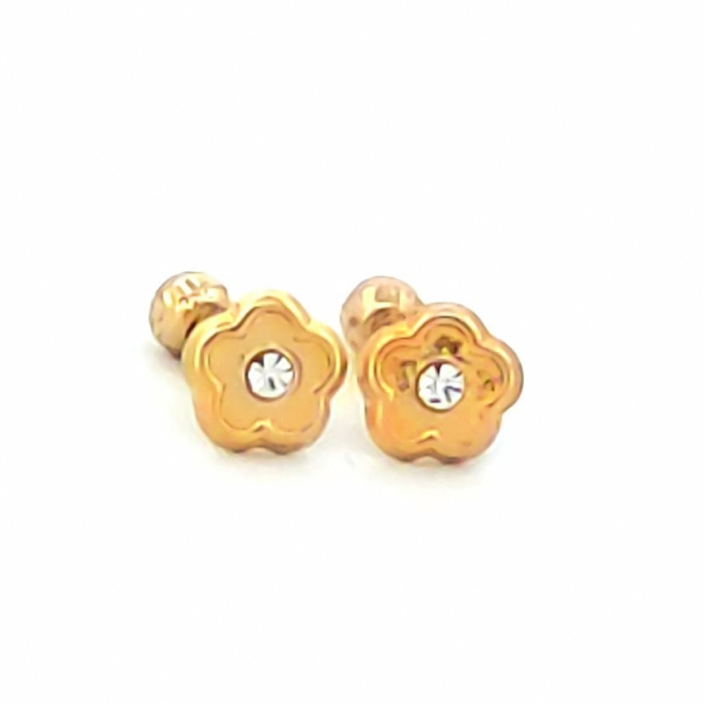 BROQUEL MINI FLOR LUSTRE CON GEMA 10K